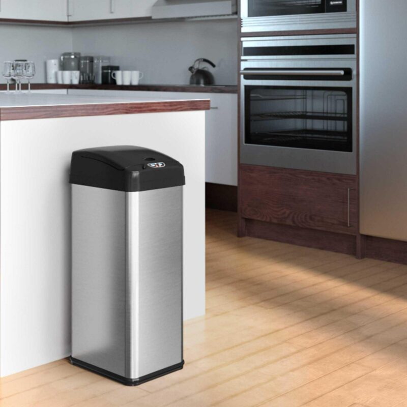 iTouchless Square Automatic Sensor 13 gal Trash Can, Stainless Steel - Image 3