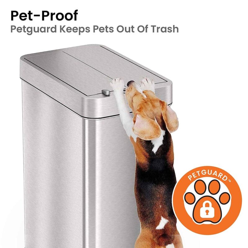 iTouchless Stainless Steel Wings Open Lid Sensor Trash Can with AbsorbX Odor Control Silver 13 gal. - Image 3