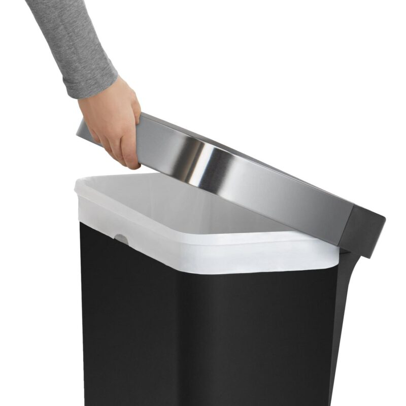 simplehuman 12 gal Plastic Rectangular Kitchen Step Trash Can With Liner Pocket, Black - Image 6