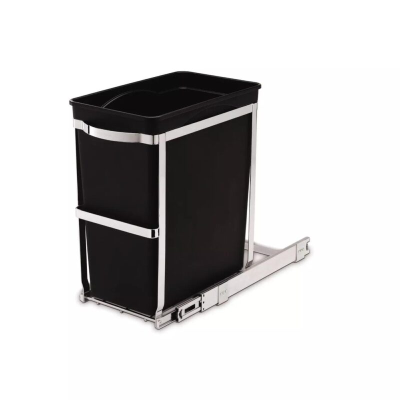 simplehuman 30 Liter / 8 Gallon Under Counter Kitchen Cabinet Pull-Out Trash Can, Heavy-Duty Steel Frame - Image 4