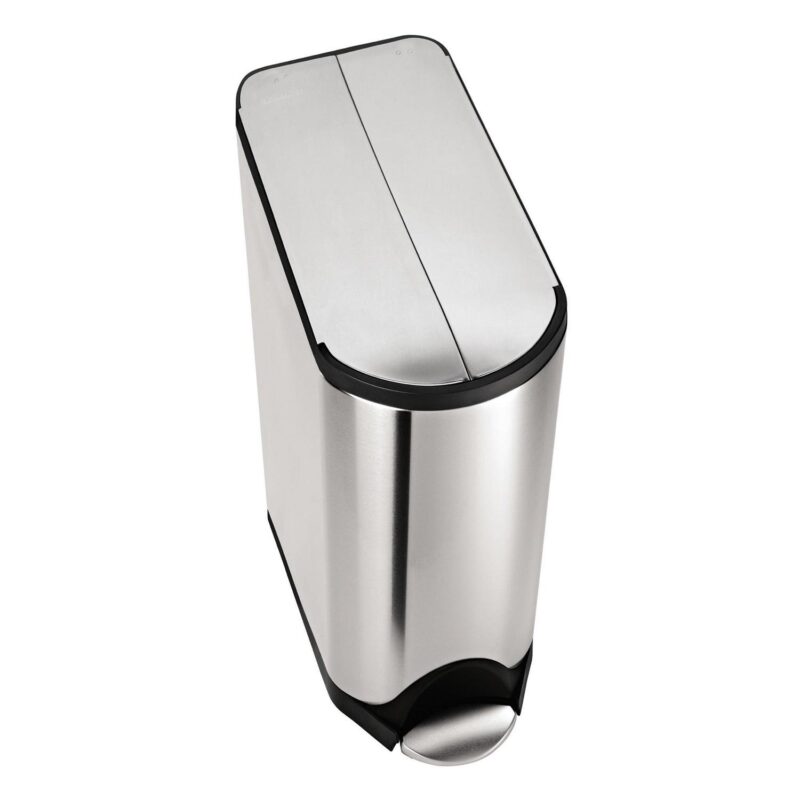 simplehuman 40 Liter / 10.6 gal Stainless Steel Dual Compartment Butterfly Lid Kitchen Step Trash Can Recycler, Brushed