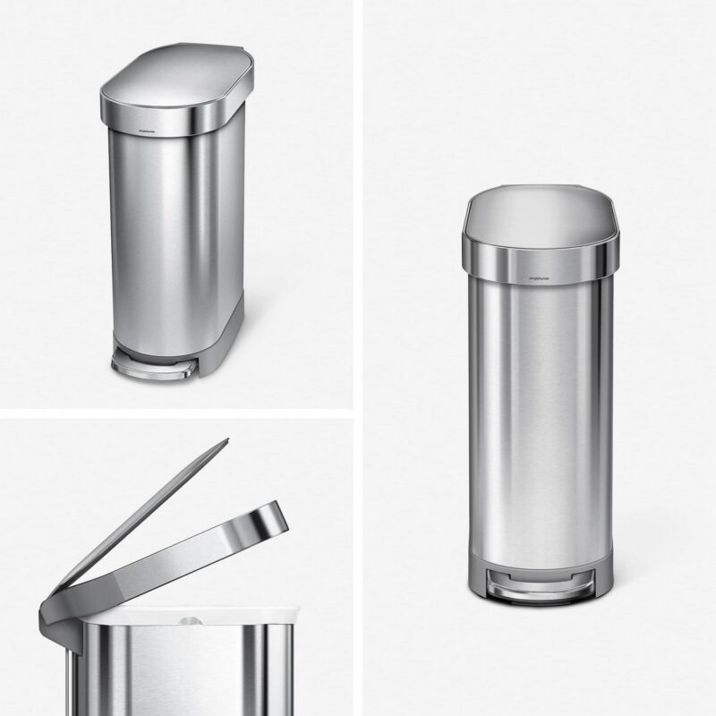 simplehuman 45 Liter / 12 Gallon Slim Kitchen Step Trash Can with Liner Rim, Brushed Stainless Steel - Image 3