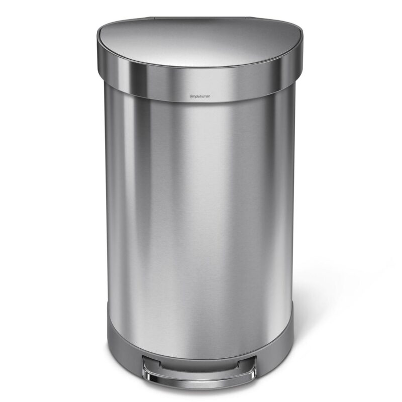 simplehuman 45 Liter / 12 gal Stainless Steel Semi-Round Kitchen Step Trash Can with Soft-Close Lid, Brushed - Image 4