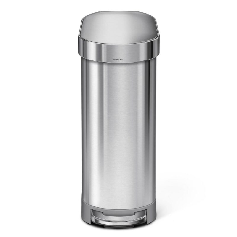 simplehuman 45 Liter / 12 Gallon Slim Kitchen Step Trash Can with Liner Rim, Brushed Stainless Steel - Image 4