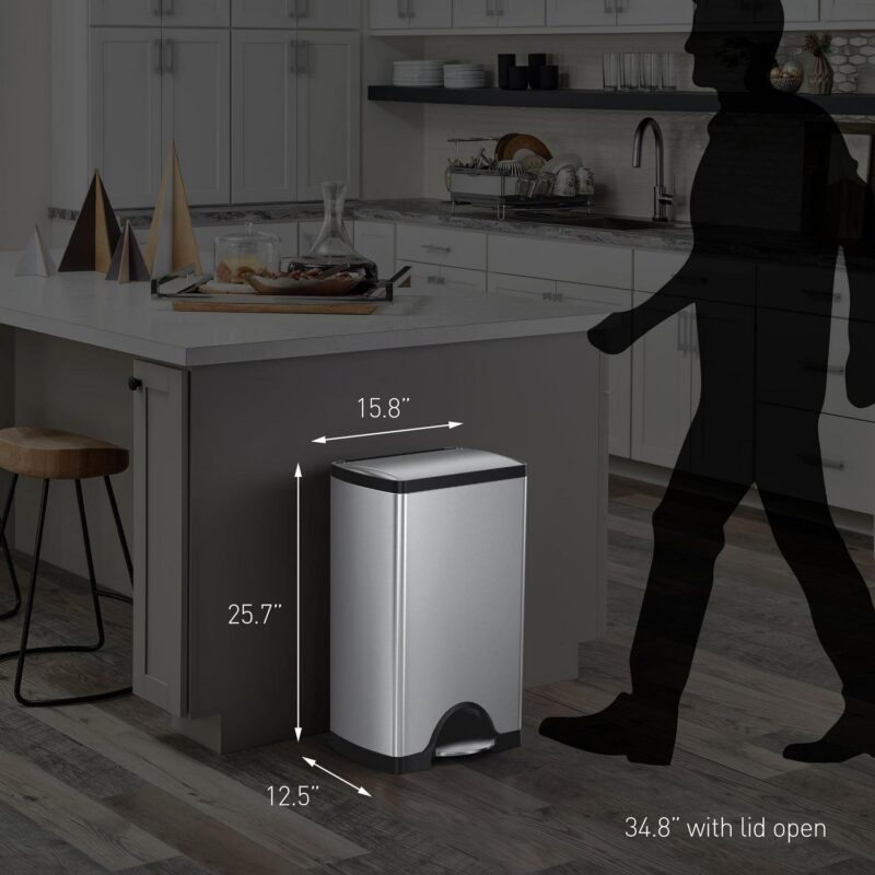 simplehuman Indoor Step Trash Can Brushed Stainless Steel 10 Gal. (CW1814) - Image 4