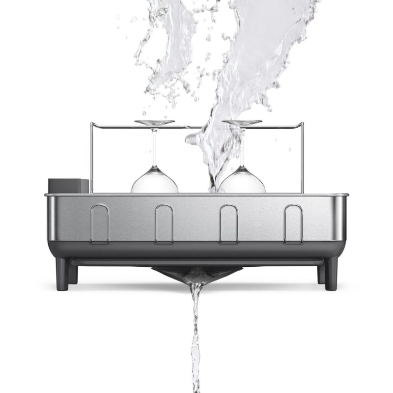 simplehuman Kitchen Dish Drying Rack, Fingerprint-Proof Stainless Steel Frame, Grey Plastic - Image 7