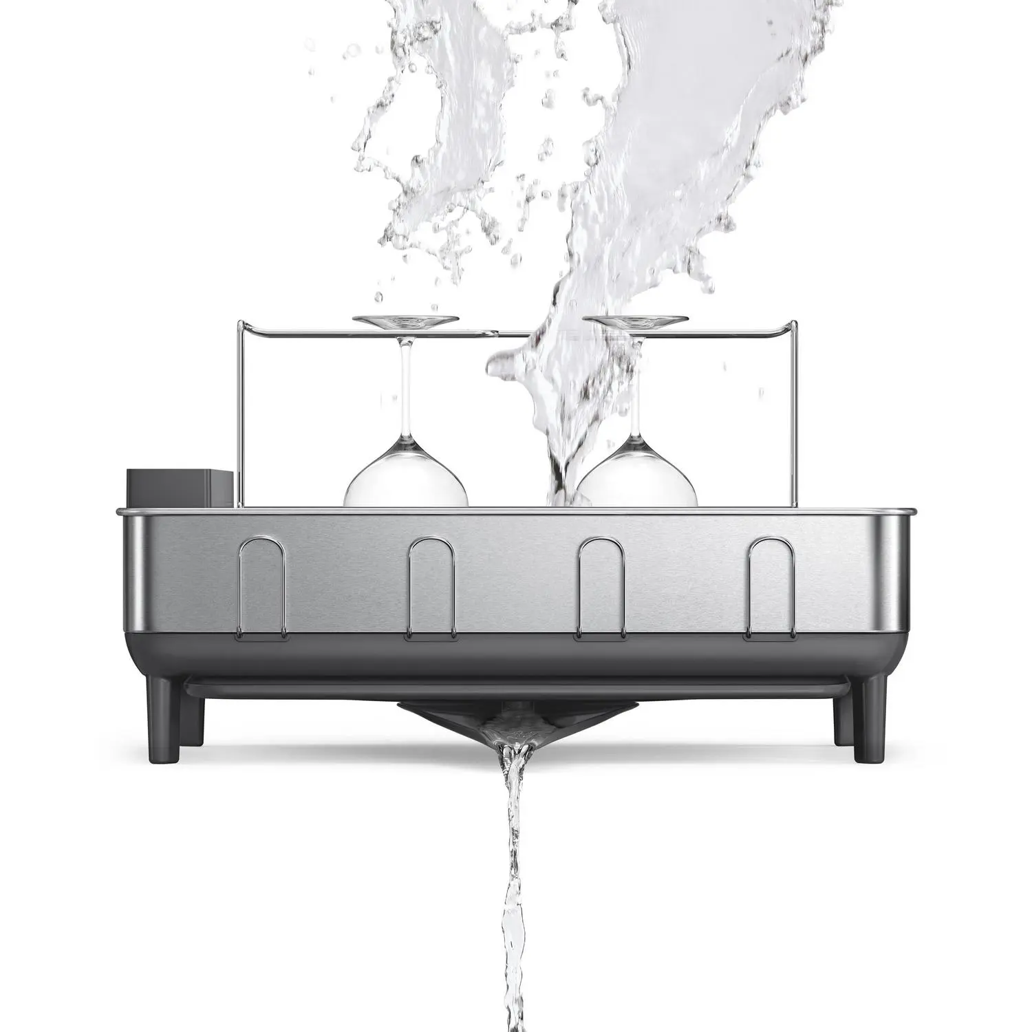 simplehuman Kitchen Dish Drying Rack, Fingerprint-Proof Stainless Steel Frame, Grey Plastic 7 simplehuman Kitchen Dish Drying Rack, Fingerprint-Proof Stainless Steel Frame, Grey Plastic - Image 7