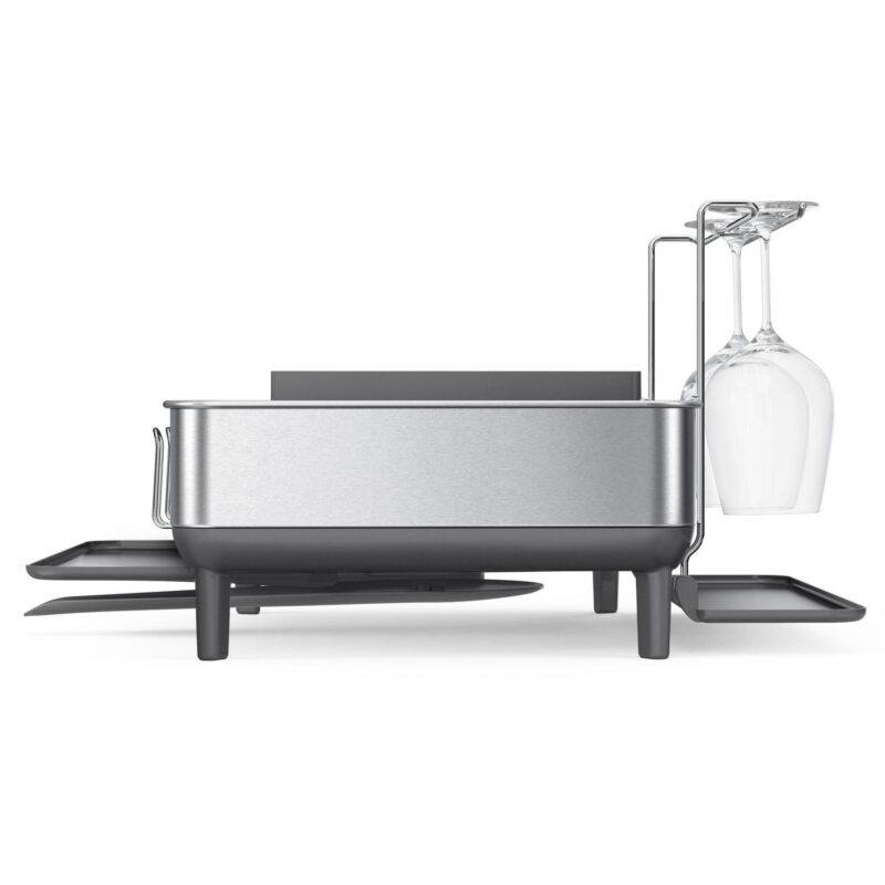 simplehuman Kitchen Dish Drying Rack, Fingerprint-Proof Stainless Steel Frame, Grey Plastic - Image 6