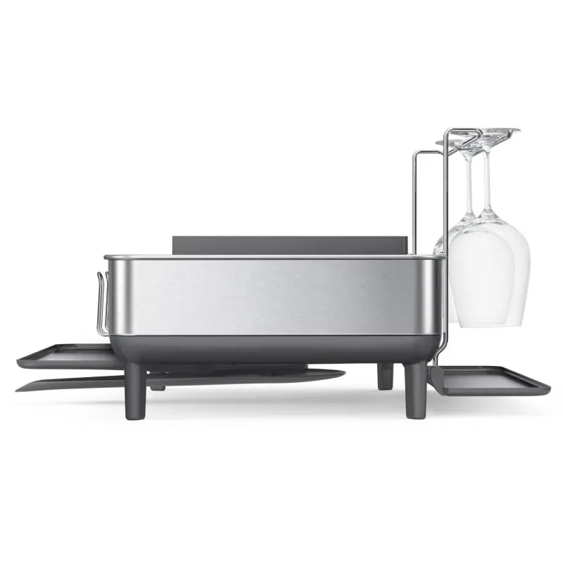 simplehuman Kitchen Dish Drying Rack, Fingerprint-Proof Stainless Steel Frame, Grey Plastic - Image 6