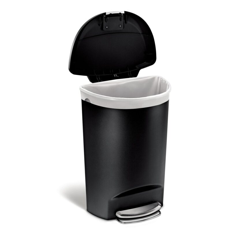 simplehuman simplehuman 50 litre / 13 gallon semi-round step trash can black plastic - Image 2