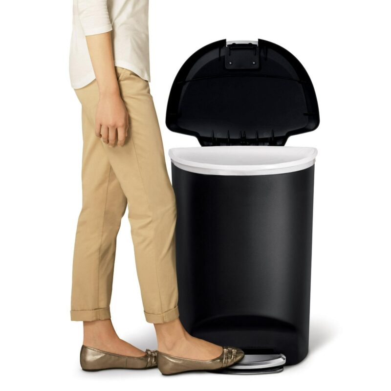 simplehuman simplehuman 50 litre / 13 gallon semi-round step trash can black plastic - Image 5