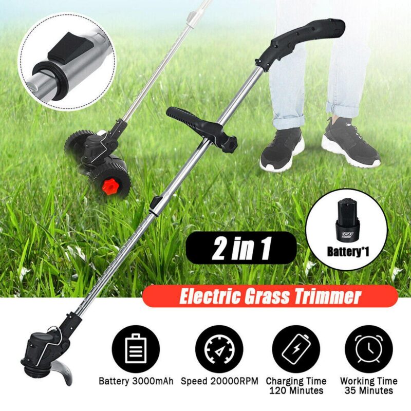 12V24V Electric Weed Eater Lawn Edger Cordless Grass String Trimmer Cutter Tool - Image 3
