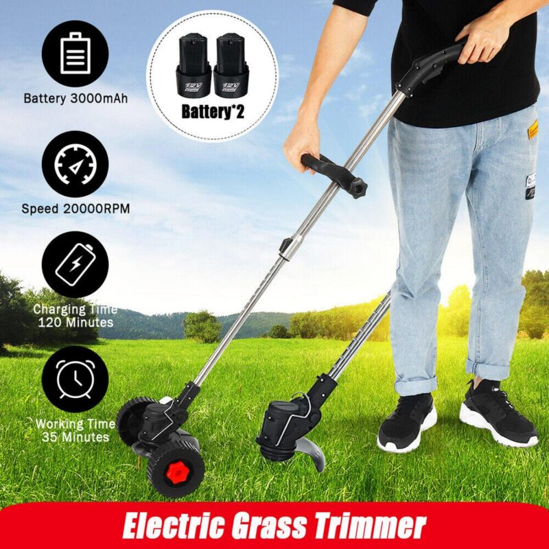 12V24V Electric Weed Eater Lawn Edger Cordless Grass String Trimmer Cutter Tool - Image 2