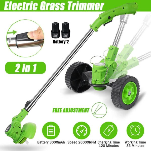 12V24V Electric Weed Eater Lawn Edger Cordless Grass String Trimmer Cutter Tool