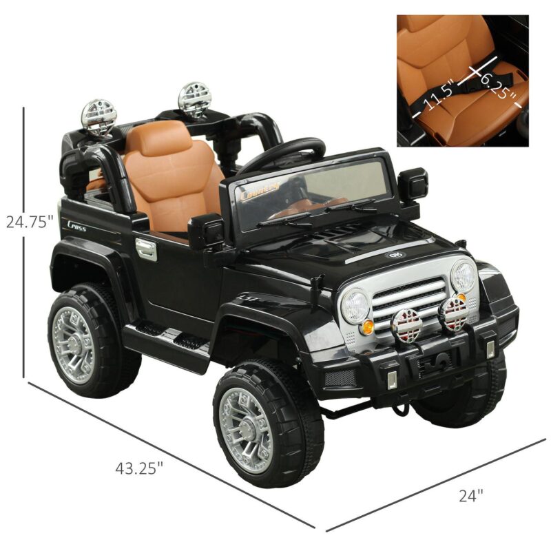 12v Kids Ride On Car Off-road Battery-powered Jeep Truck With Remote, Mp3, Light - Image 3