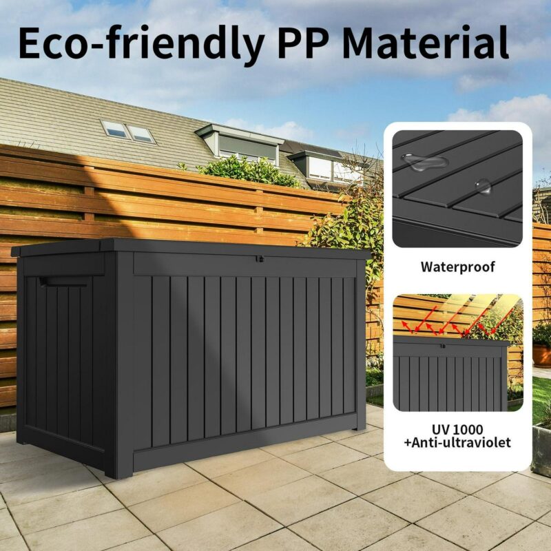 230GAL XXL Deck Box, Seizeen Outdoor Storage Box for Patio Furniture, Multipurpose Storage Bench All-weather Waterproof, Reinforced Lid with Air Rods, Large 1000LBS Capacity - Image 8