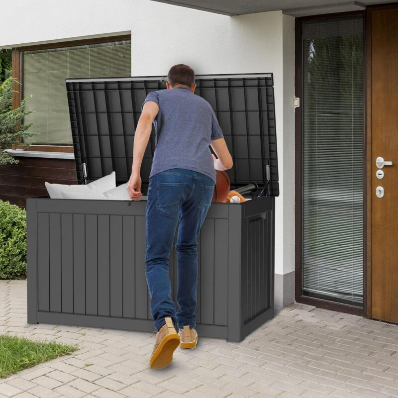 230GAL XXL Deck Box, Seizeen Outdoor Storage Box for Patio Furniture, Multipurpose Storage Bench All-weather Waterproof, Reinforced Lid with Air Rods, Large 1000LBS Capacity - Image 10