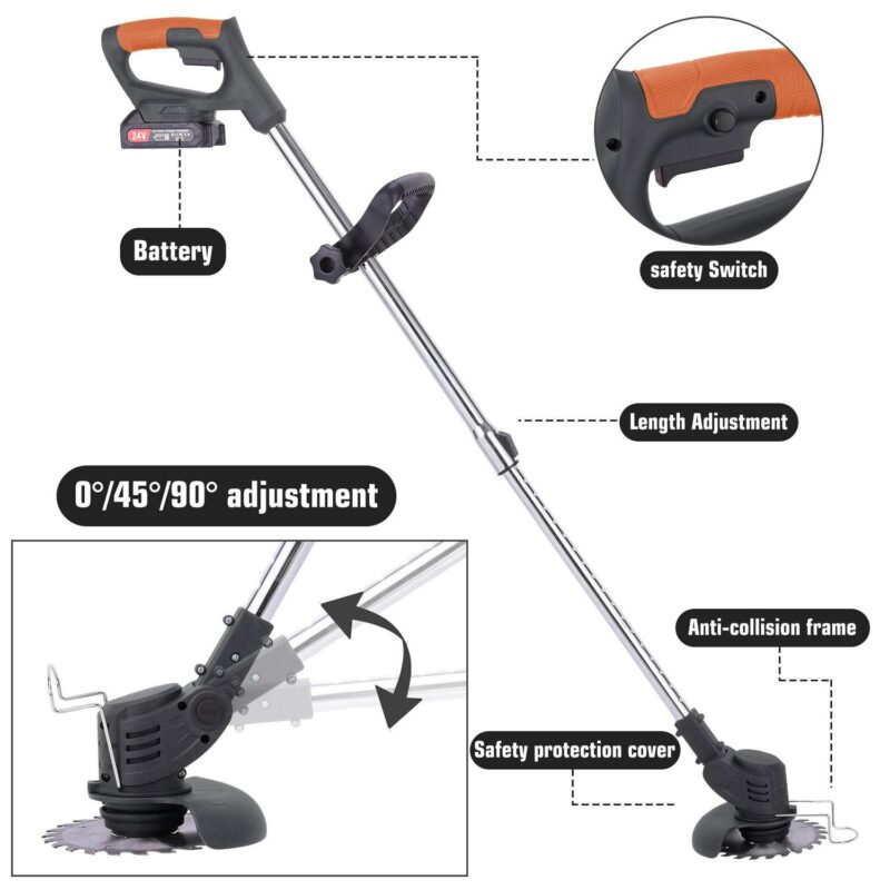 24V Electric Cordless Yard Grass Trimmer Lawn Cutter Mower Weed Eater with Two Batteries - Image 5