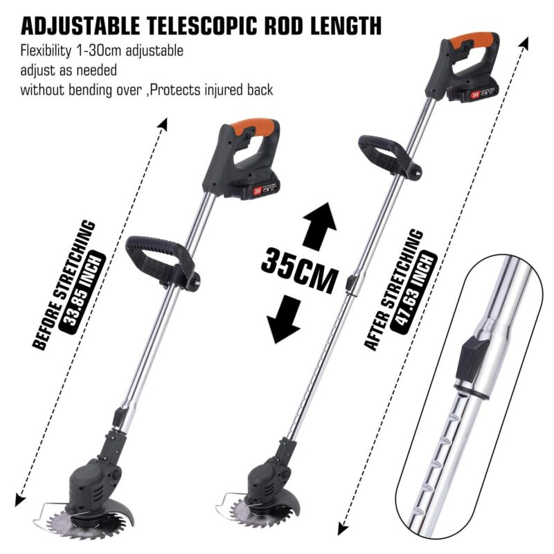24V Electric Cordless Yard Grass Trimmer Lawn Cutter Mower Weed Eater with Two Batteries - Image 3