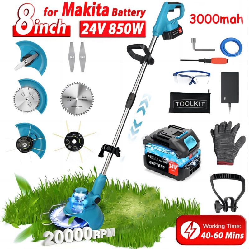 24V Grass Trimmer Cordless Electric String Trimmer and Edger, 3 in 1 Weed Wacker Kit with Battery and Charger