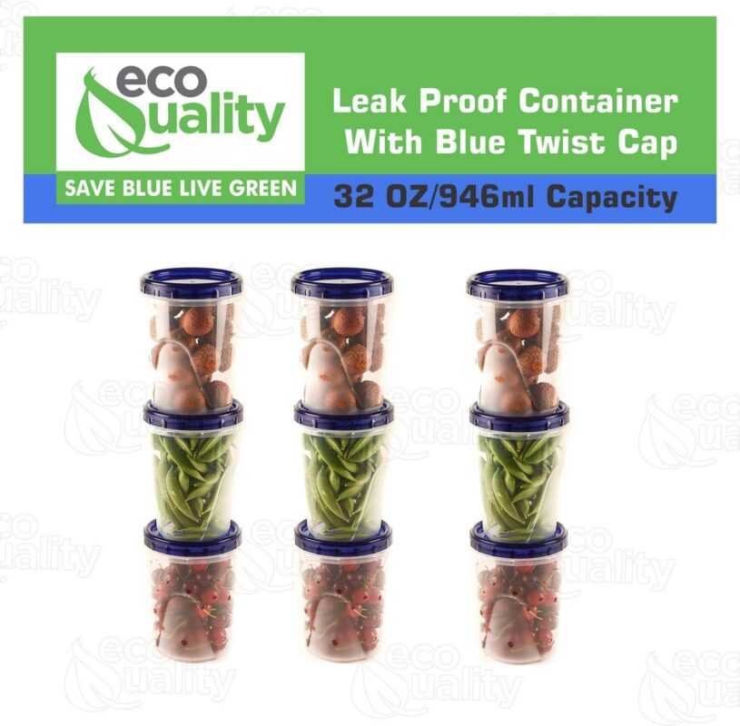 3 PACK 32 oz Twist Top Storage Deli Containers - Airtight Reusable Plastic Food Storage Canisters with Twist and Seal Lids, Leak-Proof - Meal Prep, Lunch, Togo, Stackable, BPA-Free Snack Containers - Image 4