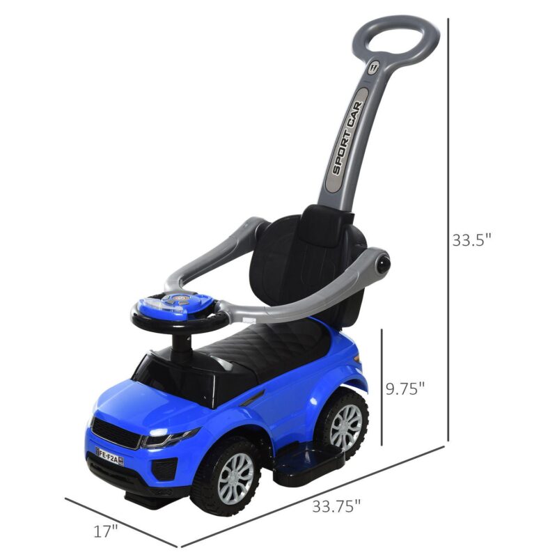 3-in-1 Kid Riding Baby Toy Stroller With Function Safety Bar, Blue - Image 3
