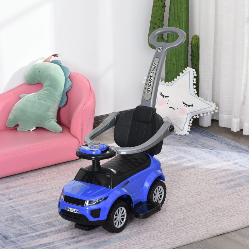 3-in-1 Kid Riding Baby Toy Stroller With Function Safety Bar, Blue - Image 2