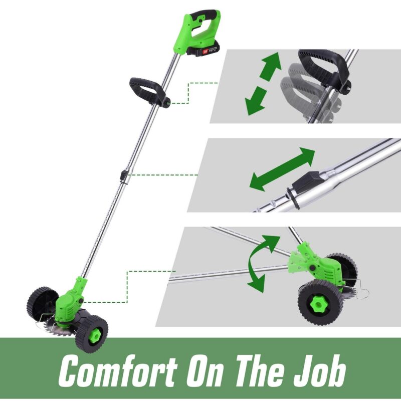 3-in-1 Lightweight String Trimmer Edger Lawn with Adjustable Length Pole, 2 Batteries and 3 Types Blades for Garden and Yard - Image 6