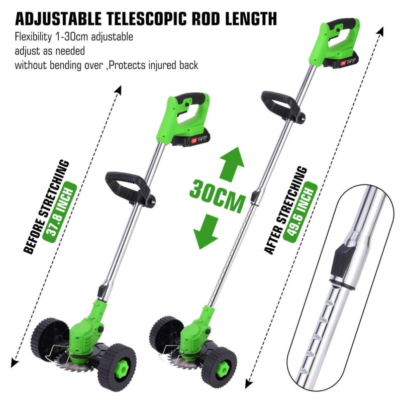 3-in-1 Lightweight String Trimmer Edger Lawn with Adjustable Length Pole, 2 Batteries and 3 Types Blades for Garden and Yard - Image 5