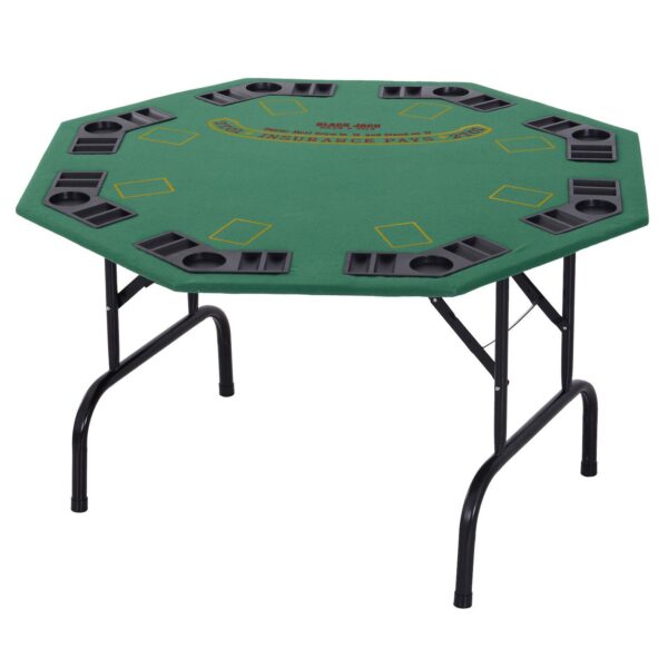 47.25  8 Player Octagon Folding Poker Table With Cup Holders