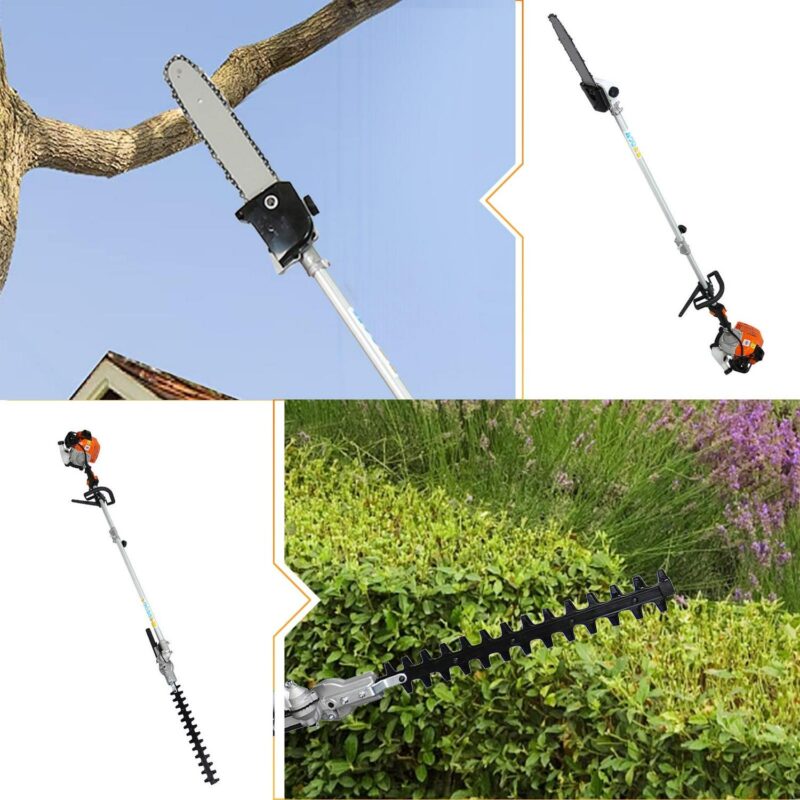 4 in 1 Weed Eater Grass Trimmer, Multi-Functional String Trimmer with Gas Pole Saw, Hedge Trimmer, Weed Trimmer, and Brush Cutter, Weed Eater for Patio Garden Lawn, 33CC 2-Cycle - Image 5
