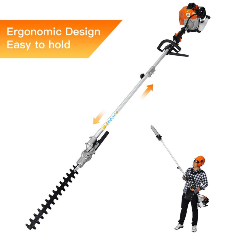 4 in 1 Weed Eater Grass Trimmer, Multi-Functional String Trimmer with Gas Pole Saw, Hedge Trimmer, Weed Trimmer, and Brush Cutter, Weed Eater for Patio Garden Lawn, 33CC 2-Cycle - Image 6