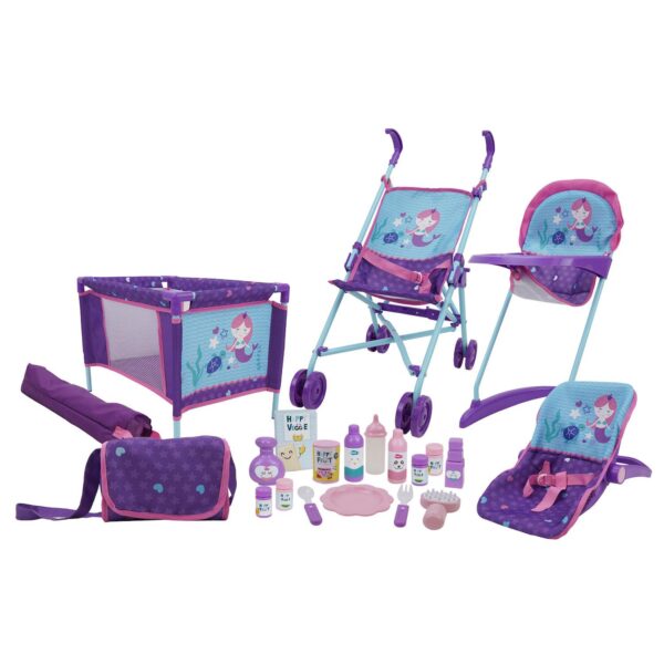 509 Crew Mermaid 21 Piece Set: Doll Stroll n Play and Care Set