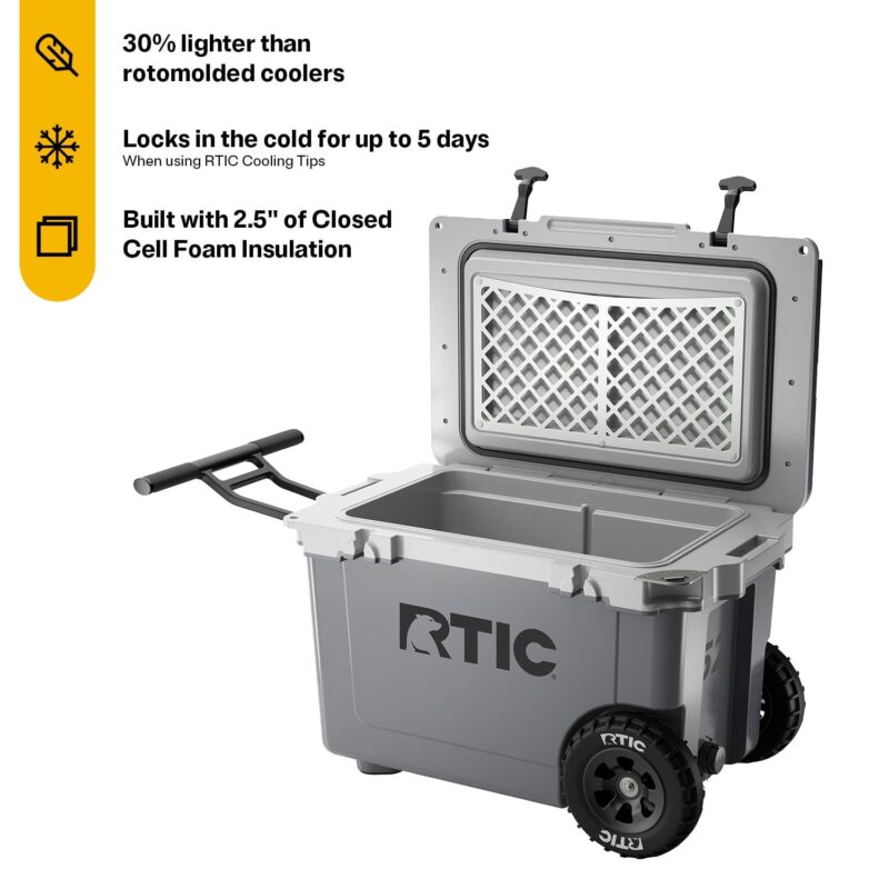 52 QT Ultra-Light Wheeled Cooler, Dark Grey and Cool Grey - Image 4
