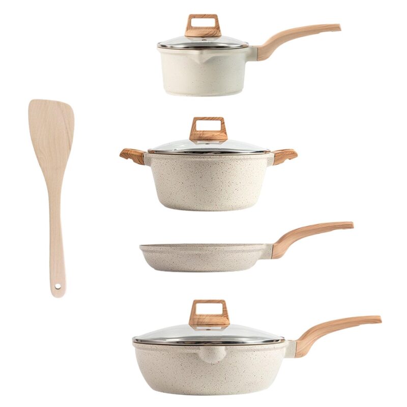 5Pcs Kitchen Nonstick Pots and Pans Set, Induction Cookware Sets Granite Fast Heat - Image 7