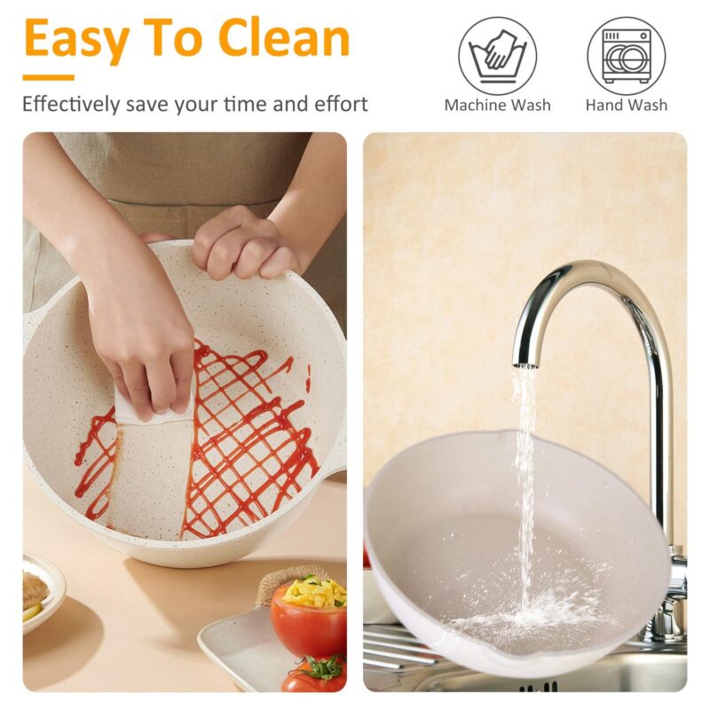 5Pcs Kitchen Nonstick Pots and Pans Set, Induction Cookware Sets Granite Fast Heat - Image 5