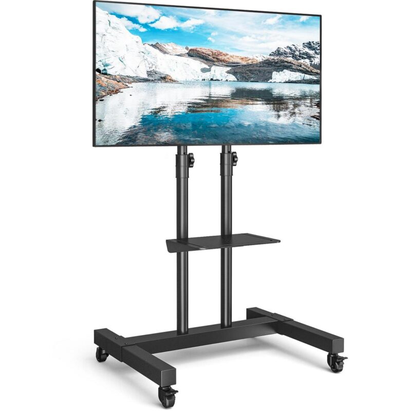 5Rcom Modern Rolling TV Stand for 32 to 75 Inch TVs, Black