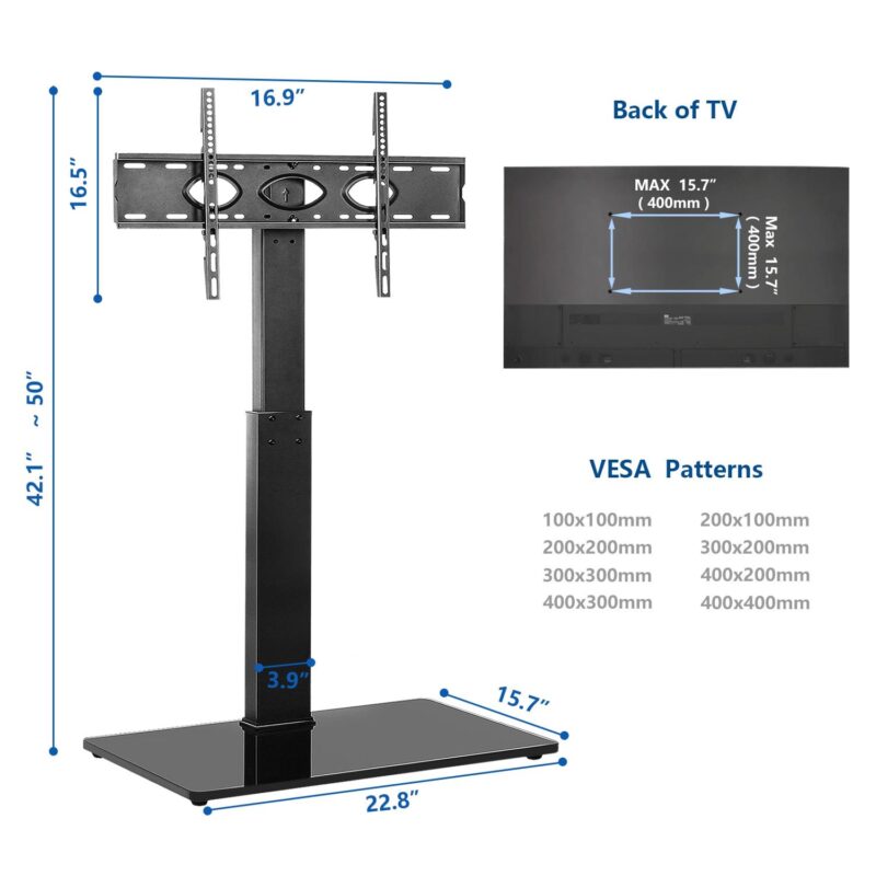 5Rcom Modern Swivel Floor TV Stand for LCD LED TVs up to 75 Inch with VESA Mount, Black - Image 5