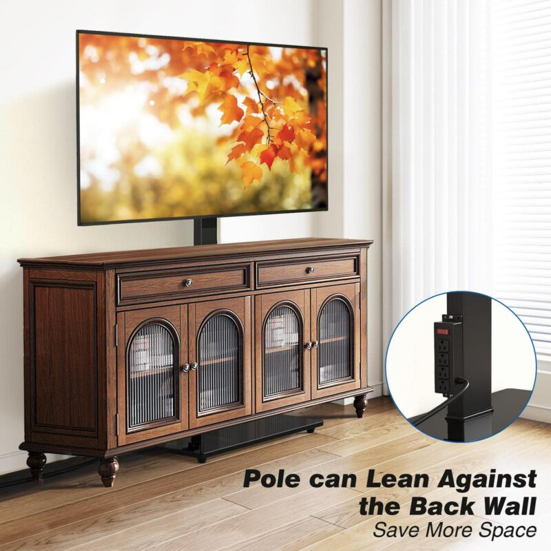 5Rcom Modern Tall Floor TV Stand for TVs up to 70 inch, Power Strip Surge Protector Apple TV Roku Ultra Mount - Image 3