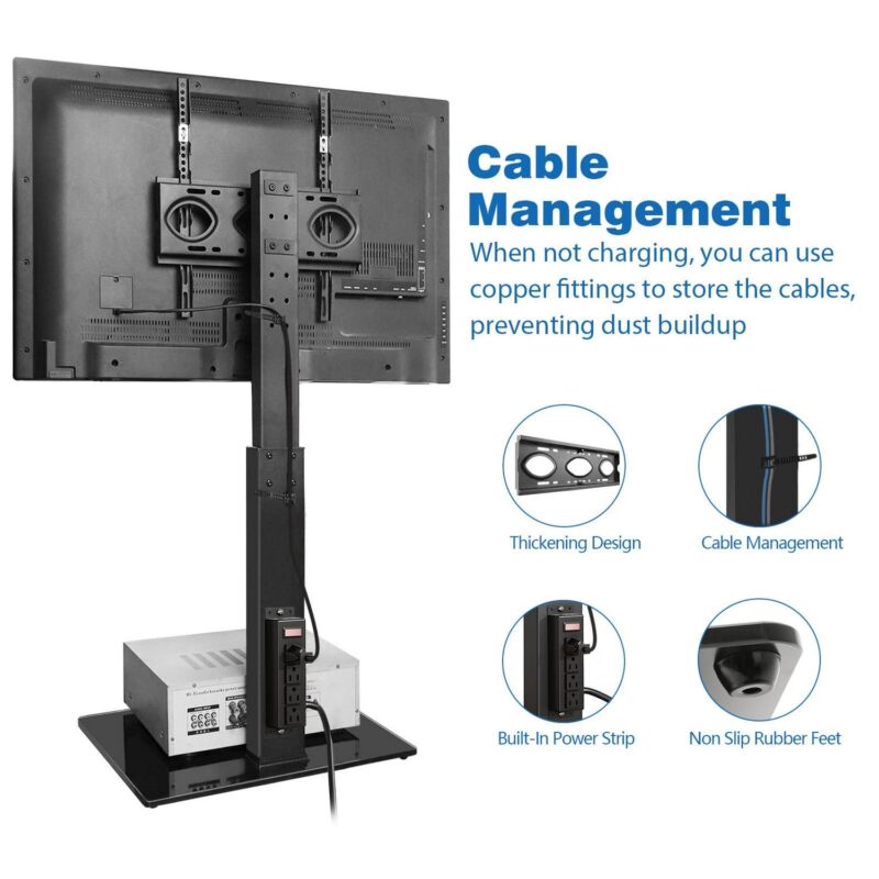 5Rcom Modern Tall Floor TV Stand for TVs up to 70 inch, Power Strip Surge Protector Apple TV Roku Ultra Mount - Image 4