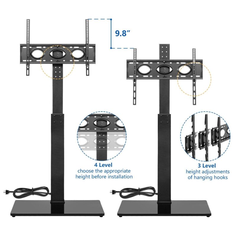 5Rcom Modern Tall Floor TV Stand for TVs up to 70 inch, Power Strip Surge Protector Apple TV Roku Ultra Mount - Image 7