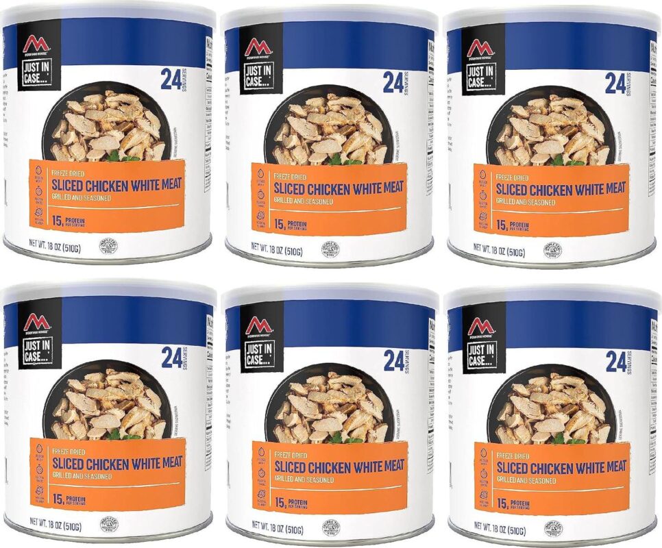 (6 Cans) Newly Launched Mountain House Grilled Sliced Chicken #10 Can a Freeze Dried Survival and Emergency Camping Food | 24 Servings can a