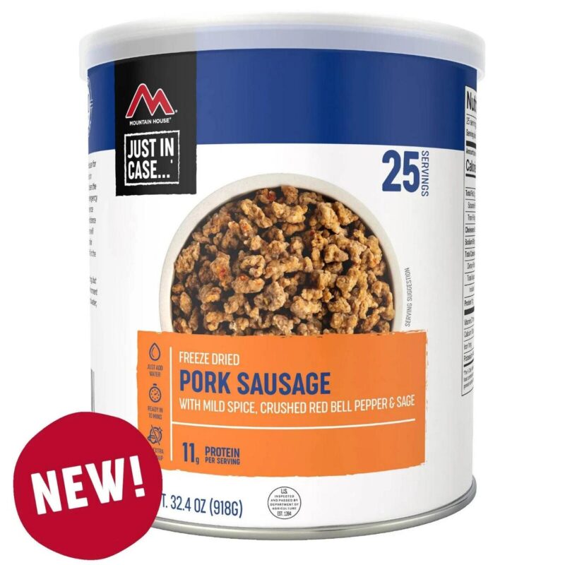 (6 Cans Pack) Mountain House Fully Cooked Pork Sausage with Mild Spice a Freeze Dried Survival Camping Food #10/ 25 Servings/ Can a - Image 2