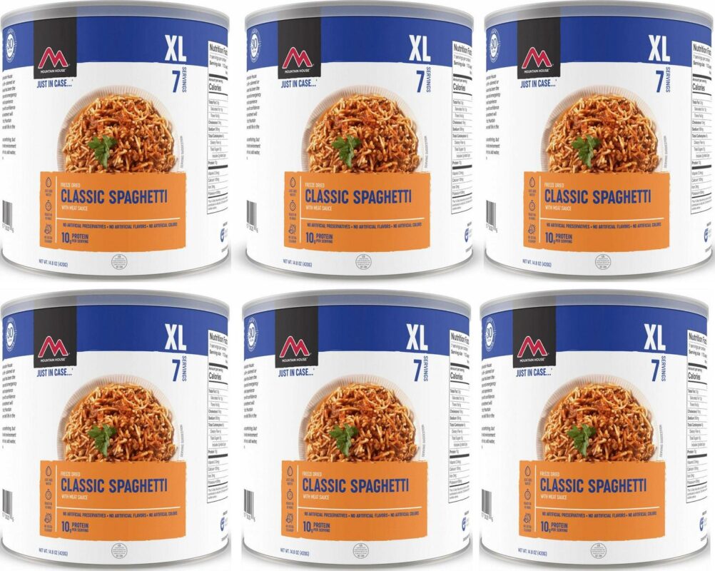 (6 Cans Pack) Mountain House Spaghetti with Meat Sauce #10 Can Emergency Camping Food a