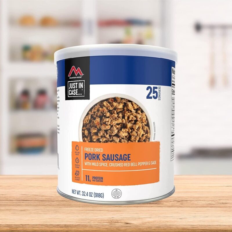 (6 Cans Pack) Mountain House Fully Cooked Pork Sausage with Mild Spice a Freeze Dried Survival Camping Food #10/ 25 Servings/ Can a - Image 5
