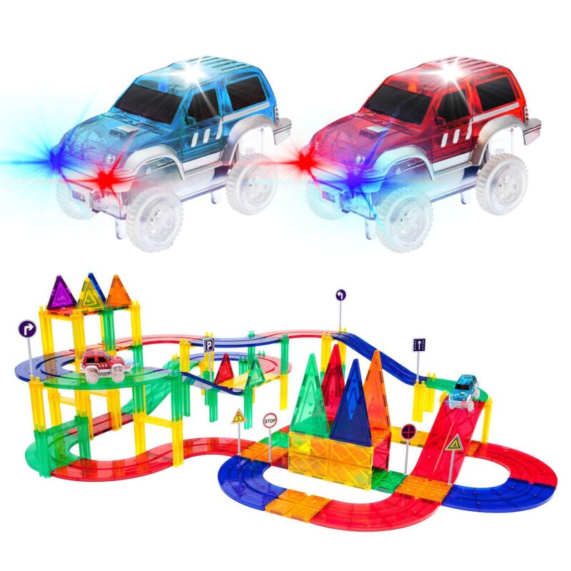 80 Piece Race Car Track Magnetic Building Block Tile Set
