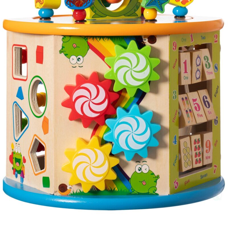 8 in 1 Colorful Attractive Wooden Kids Baby Activity Play Cube, Fun Toy Center - Image 4