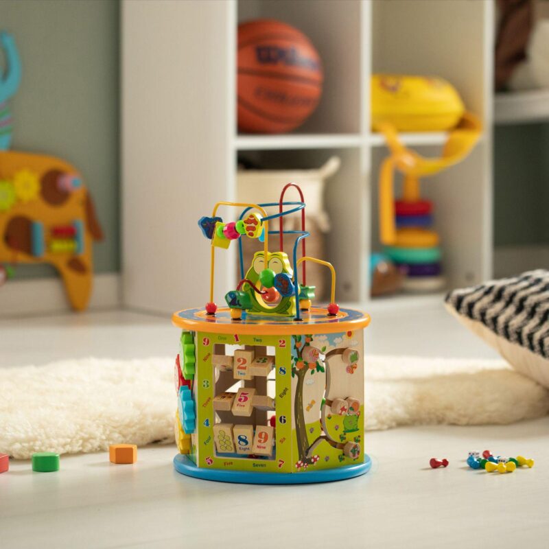 8 in 1 Colorful Attractive Wooden Kids Baby Activity Play Cube, Fun Toy Center - Image 2
