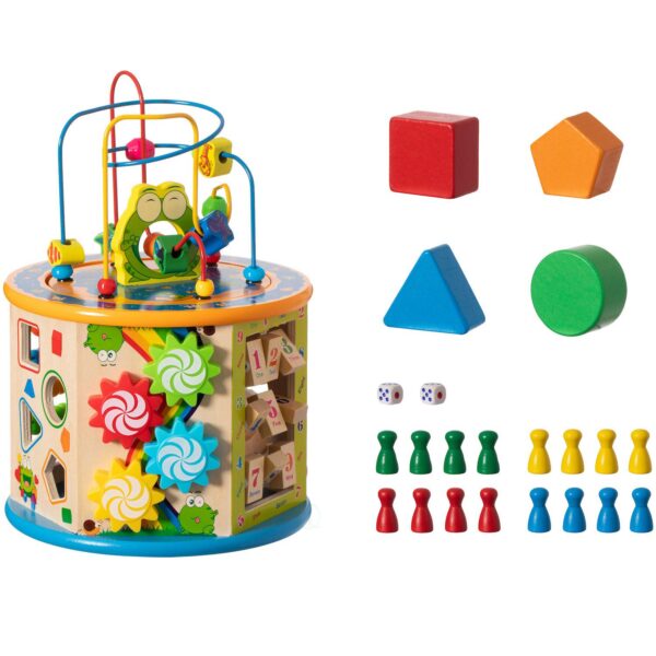 8 in 1 Colorful Attractive Wooden Kids Baby Activity Play Cube, Fun Toy Center