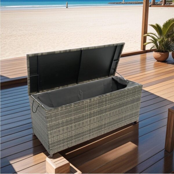 ALEAVIC Outdoor Storage Box, 113 Gallon Patio Rattan Wicker Storage Deck Box